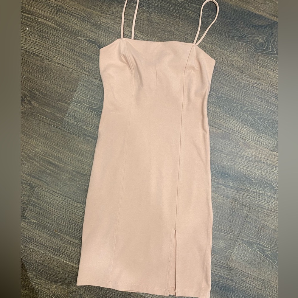 Salmon pink side slit dress